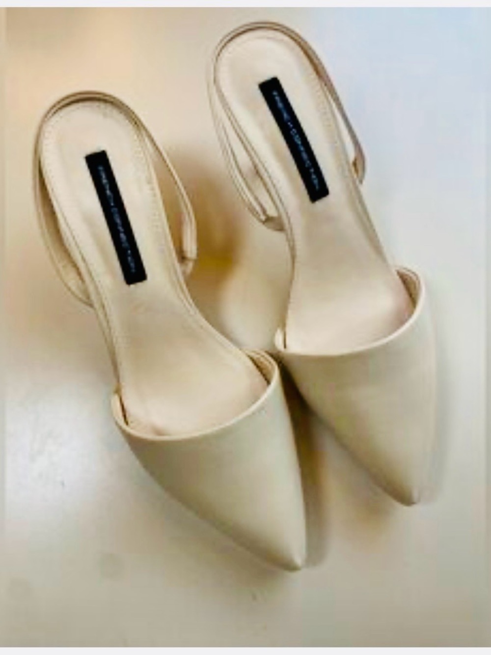 French Connection Beige Pointed Toe Slingback Pump